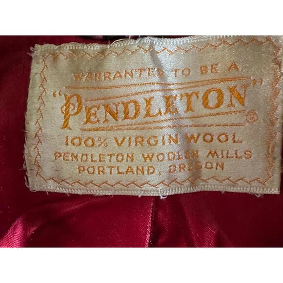 Vintage 50s Pendleton Red Plaid Wool Coat Medium Bouclé Long Winter Overcoat USA - Picture 3 of 3